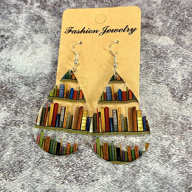 Cat Earrings with Books
