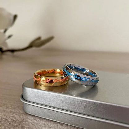 Elvish Rings Glow in the Dark, 1:1 Replica, Magical Halloween gift for couples, for boyfriend or just for yourself(set of 2 free ship)